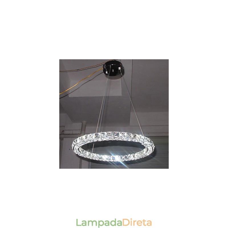 Luminária pendente de cristal moderna, única, D40CM, três lados, K9, cristal, luzes de teto internas, luminárias