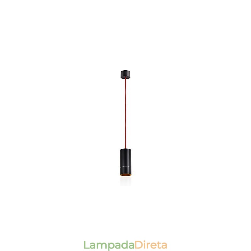 1 Mini Luminária Pendente Preto Anodizado com Alumínio