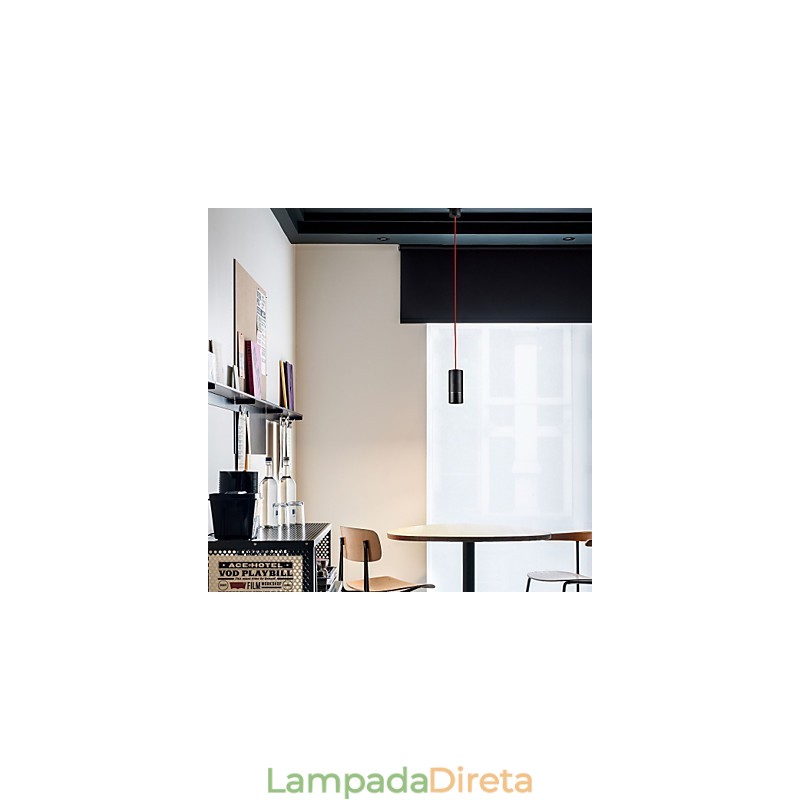 1 Mini Luminária Pendente Preto Anodizado com Alumínio