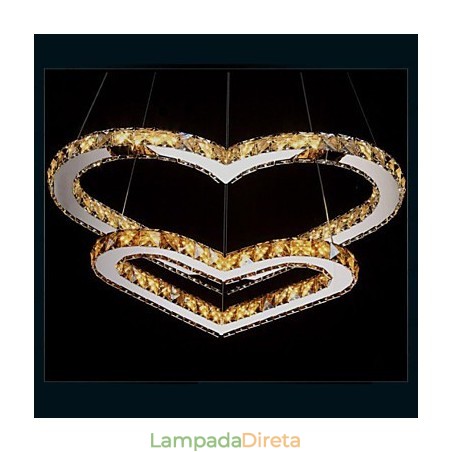 Luminária pendente Lustre de iluminação transparente OU âmbar K9 Cristal Duplo Coração em forma de Lâmpadas de teto Luzes Luminária pendente Lustre de iluminação transparente OU âmbar K9 Cristal Duplo Coração em forma de Lâmpadas de teto Luzes