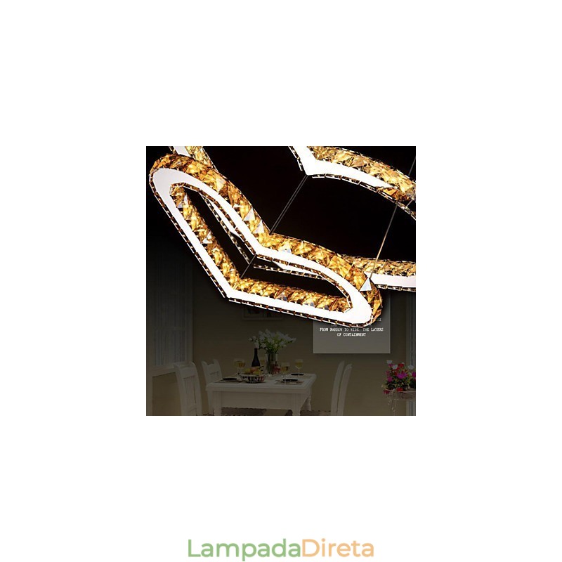 Luminária pendente Lustre de iluminação transparente OU âmbar K9 Cristal Duplo Coração em forma de Lâmpadas de teto Luzes