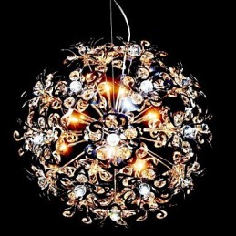 Luminária pendente moderna contemporânea em cristal cromado
