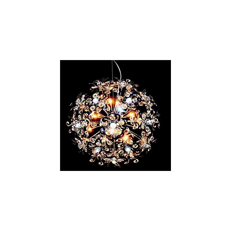 Luminária pendente moderna contemporânea em cristal cromado