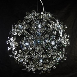 Luminária pendente moderna contemporânea em cristal cromado