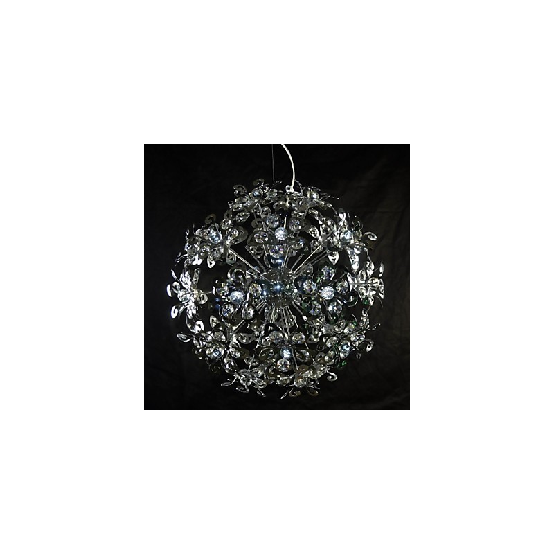 Luminária pendente moderna contemporânea em cristal cromado