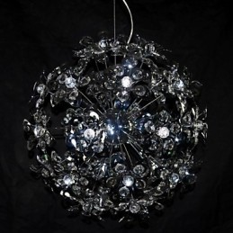 Luminária pendente moderna contemporânea em cristal cromado