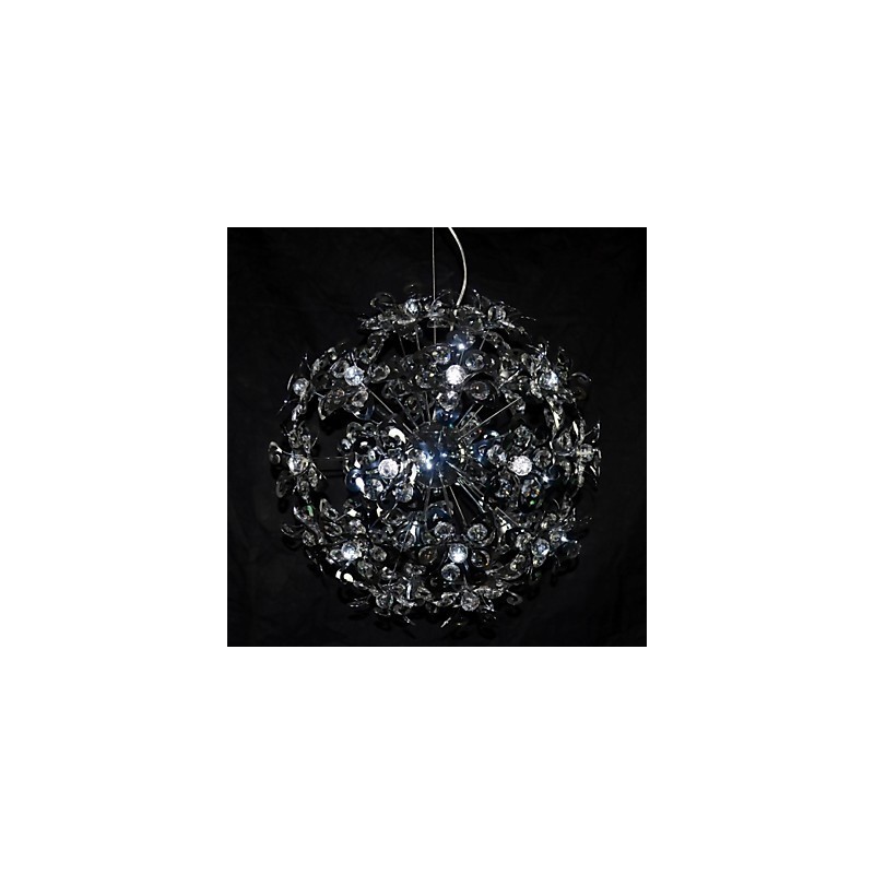 Luminária pendente moderna contemporânea em cristal cromado