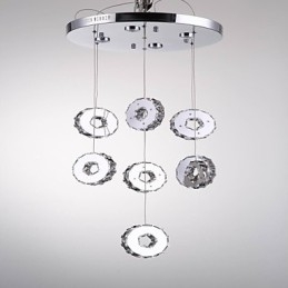 Lustre moderno de cristal de aço inoxidável com sete anéis e 7 luzes de alta qualidade