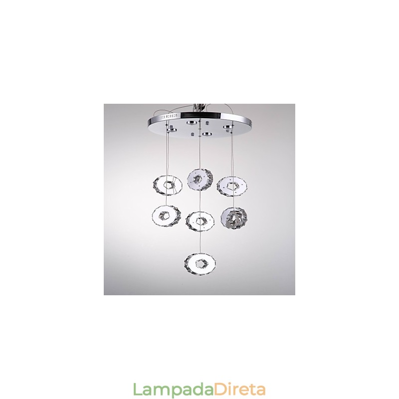 Lustre moderno de cristal de aço inoxidável com sete anéis e 7 luzes de alta qualidade