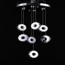 Lustre moderno de cristal de aço inoxidável com sete anéis e 7 luzes de alta qualidade