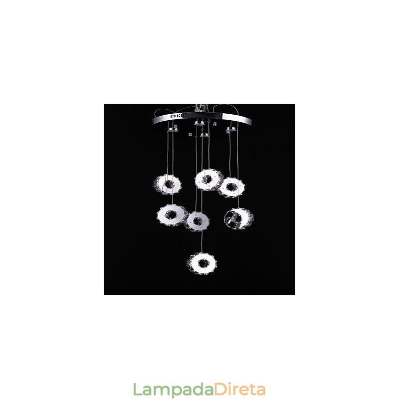Lustre moderno de cristal de aço inoxidável com sete anéis e 7 luzes de alta qualidade