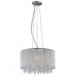 Luminária pendente de cristal com 7 luzes em formato cilíndrico