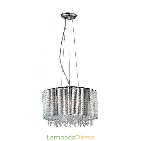 Luminária pendente de cristal com 7 luzes em formato cilíndrico Luminária pendente de cristal com 7 luzes em formato cilíndrico