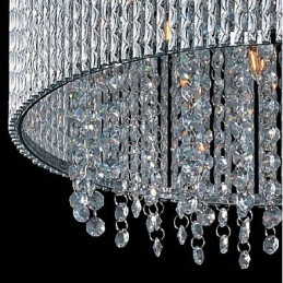 Luminária pendente de cristal com 7 luzes em formato cilíndrico