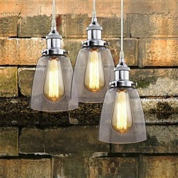 Moderno vidro cromado vintage industrial retro encaixe edison pingente luz café varanda luz