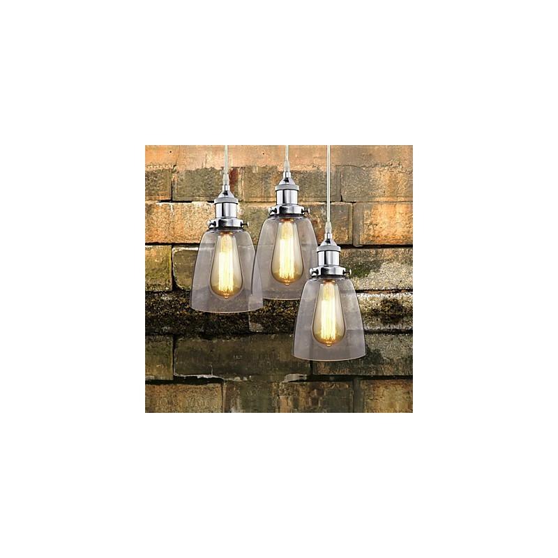 Moderno vidro cromado vintage industrial retro encaixe edison pingente luz café varanda luz