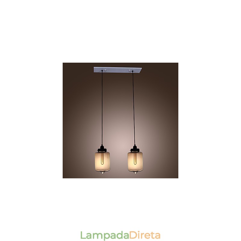 Luminária pendente de vidro moderna com 2 luzes em design de garrafa transparente