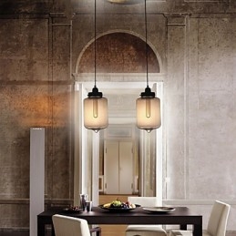 Luminária pendente de vidro moderna com 2 luzes em design de garrafa transparente