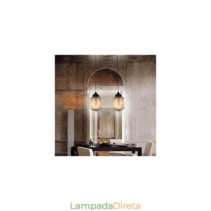 Luminária pendente de vidro moderna com 2 luzes em design de garrafa transparente