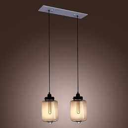 Luminária pendente de vidro moderna com 2 luzes em design de garrafa transparente