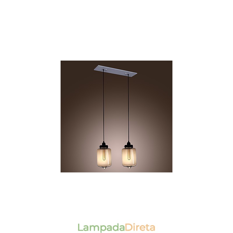 Luminária pendente de vidro moderna com 2 luzes em design de garrafa transparente