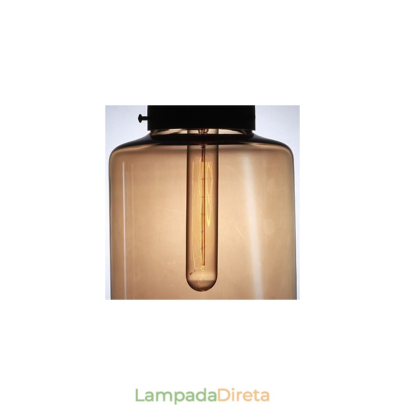 Luminária pendente de vidro moderna com 2 luzes em design de garrafa transparente
