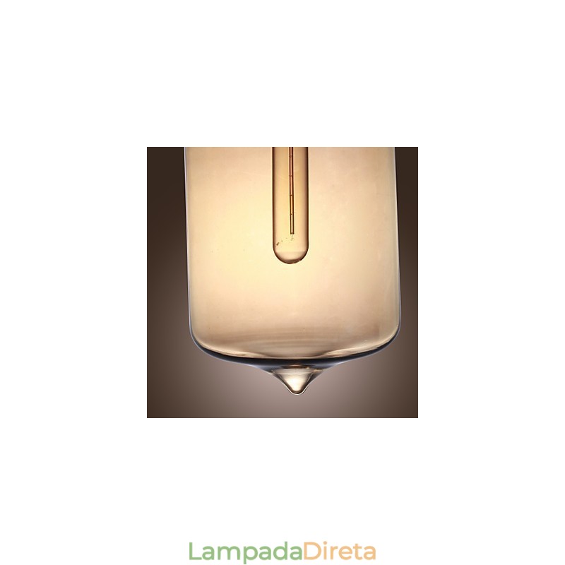 Luminária pendente de vidro moderna com 2 luzes em design de garrafa transparente
