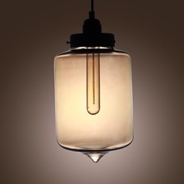 Luminária pendente de vidro moderna com 2 luzes em design de garrafa transparente