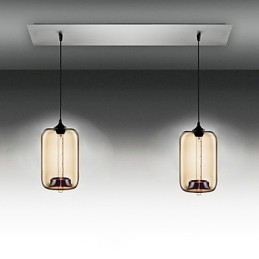 Luminária pendente moderna de vidro transparente com 2 luzes em design de bolhas