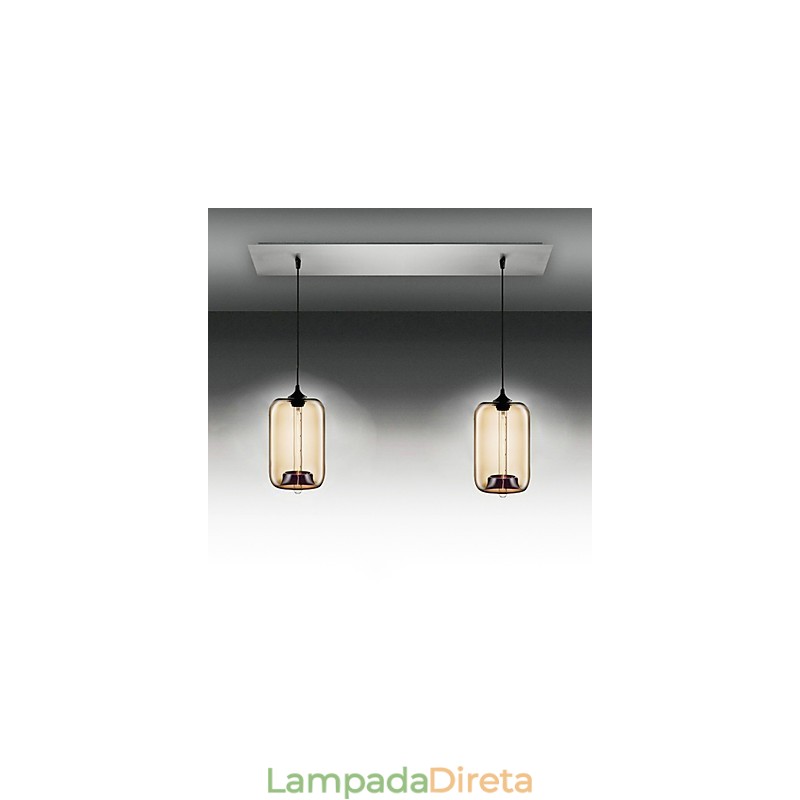 Luminária pendente moderna de vidro transparente com 2 luzes em design de bolhas