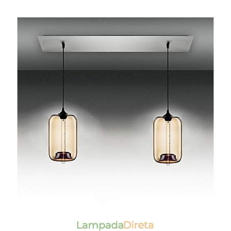 Luminária pendente moderna de vidro transparente com 2 luzes em design de bolhas Luminária pendente moderna de vidro transparente com 2 luzes em design de bolhas