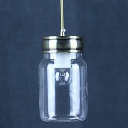 Luz pendente de vidro galvanizado country Garagem