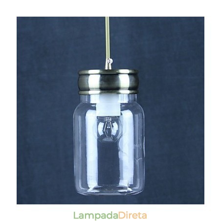 Luz pendente de vidro galvanizado country Garagem Luz pendente de vidro galvanizado country Garagem