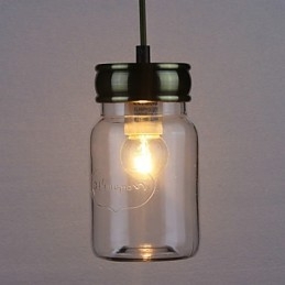 Luz pendente de vidro galvanizado country Garagem