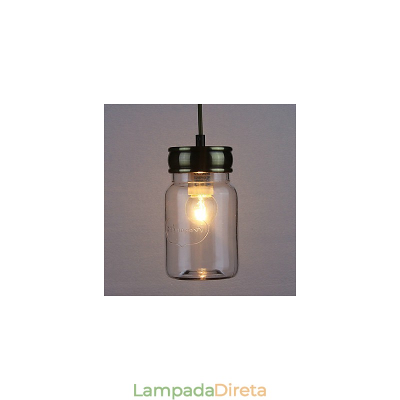 Luz pendente de vidro galvanizado country Garagem
