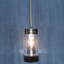 Luz pendente de vidro galvanizado country Garagem