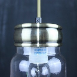 Luz pendente de vidro galvanizado country Garagem