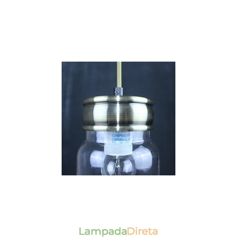 Luz pendente de vidro galvanizado country Garagem
