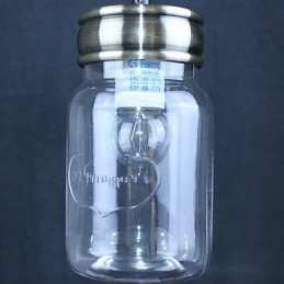 Luz pendente de vidro galvanizado country Garagem