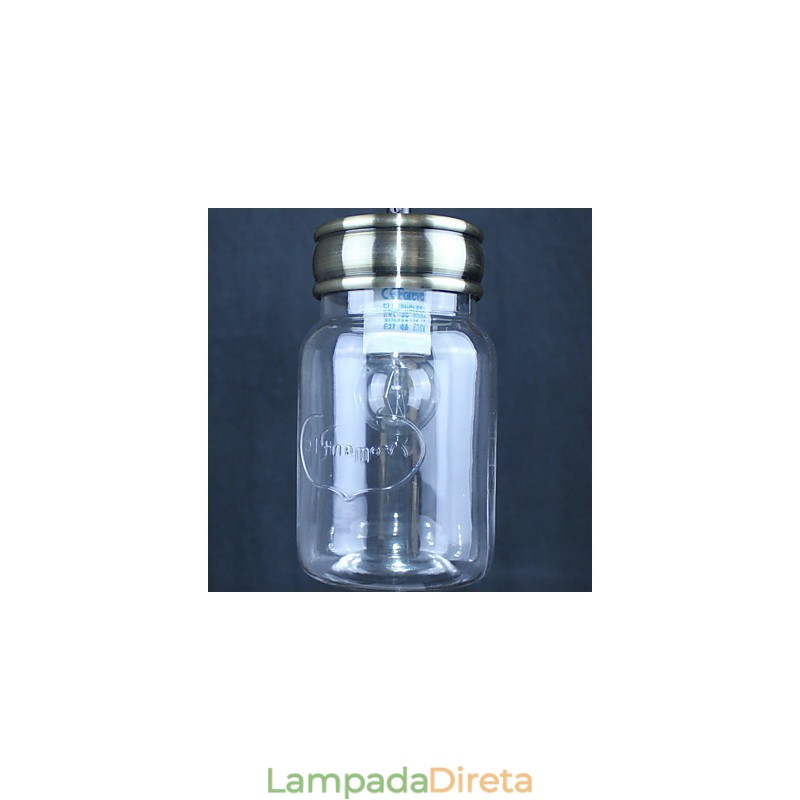 Luz pendente de vidro galvanizado country Garagem