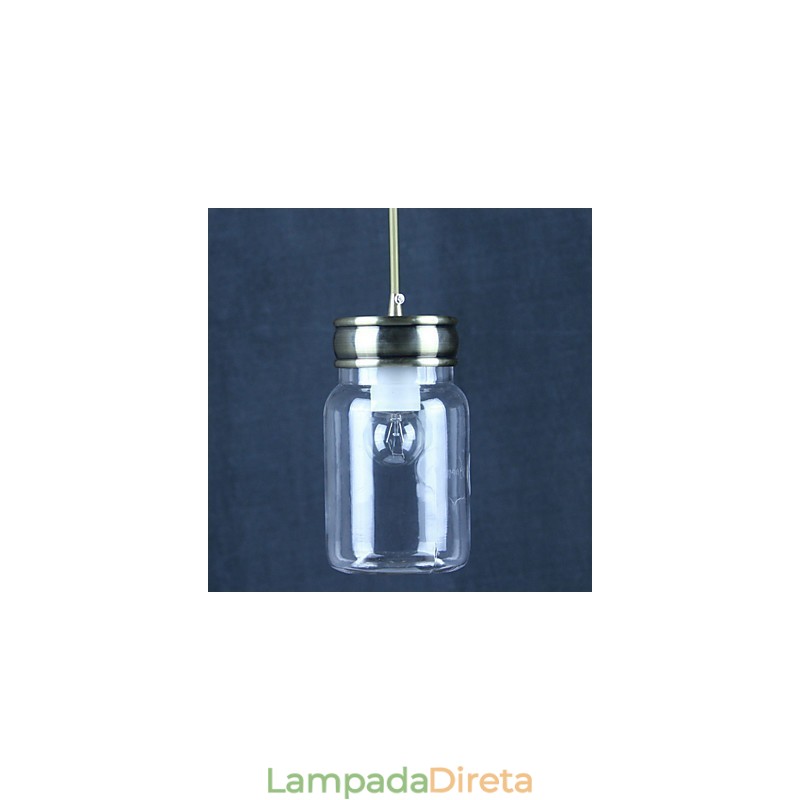 Luz pendente de vidro galvanizado country Garagem