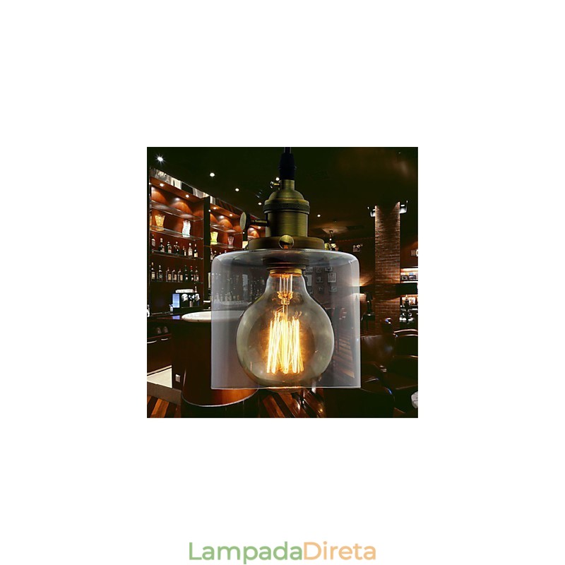 Vidro latão retro vintage industrial ART café garagem pingente luz
