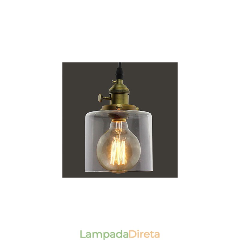 Vidro latão retro vintage industrial ART café garagem pingente luz
