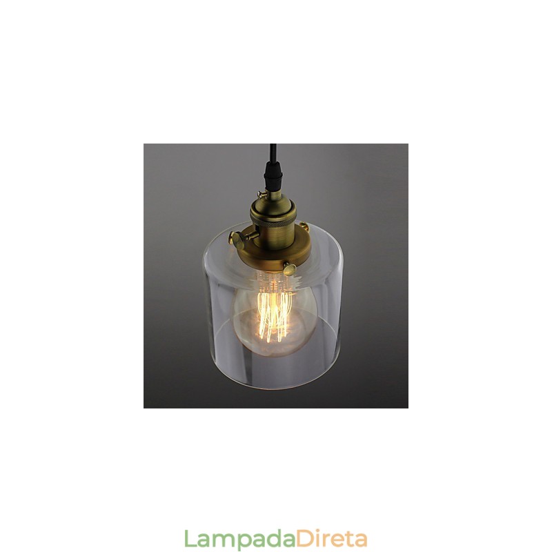 Vidro latão retro vintage industrial ART café garagem pingente luz