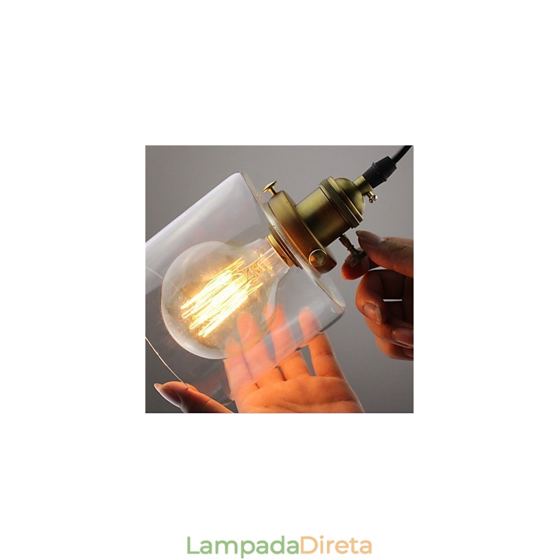 Vidro latão retro vintage industrial ART café garagem pingente luz