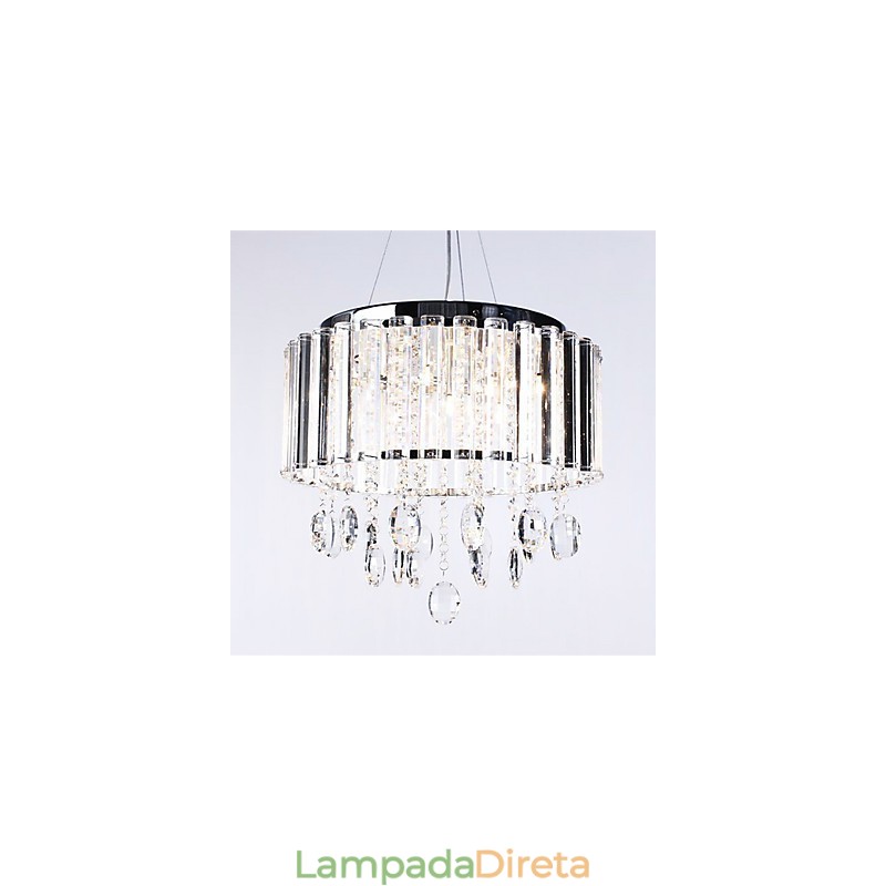 Luminária pendente de cristal com 3 luzes
