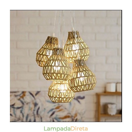 Cage Rope Creative RETRO Art Lustre de 5 cabeças Cage Rope Creative RETRO Art Lustre de 5 cabeças