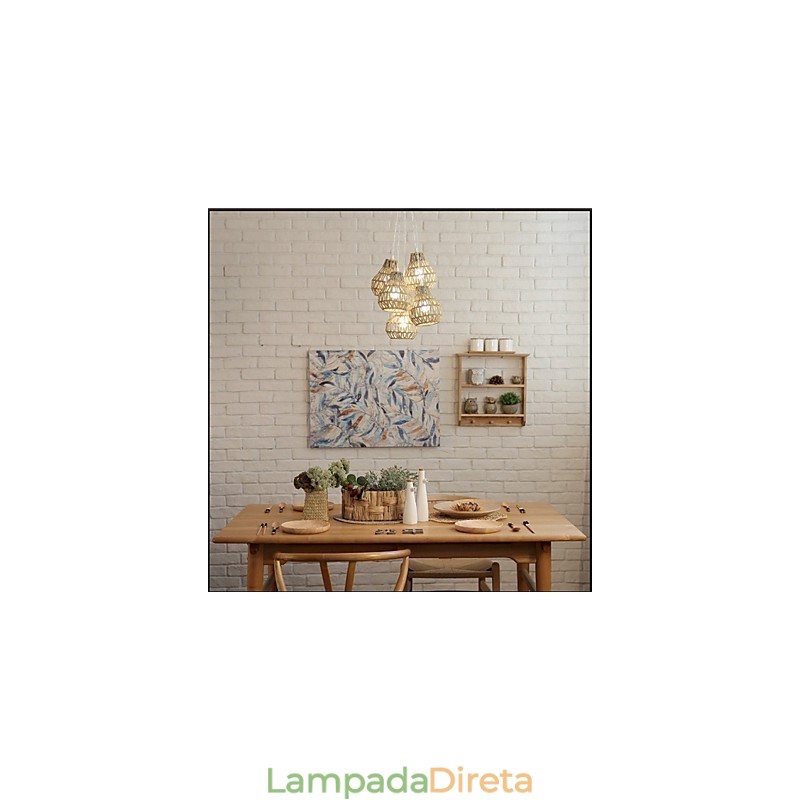 Cage Rope Creative RETRO Art Lustre de 5 cabeças