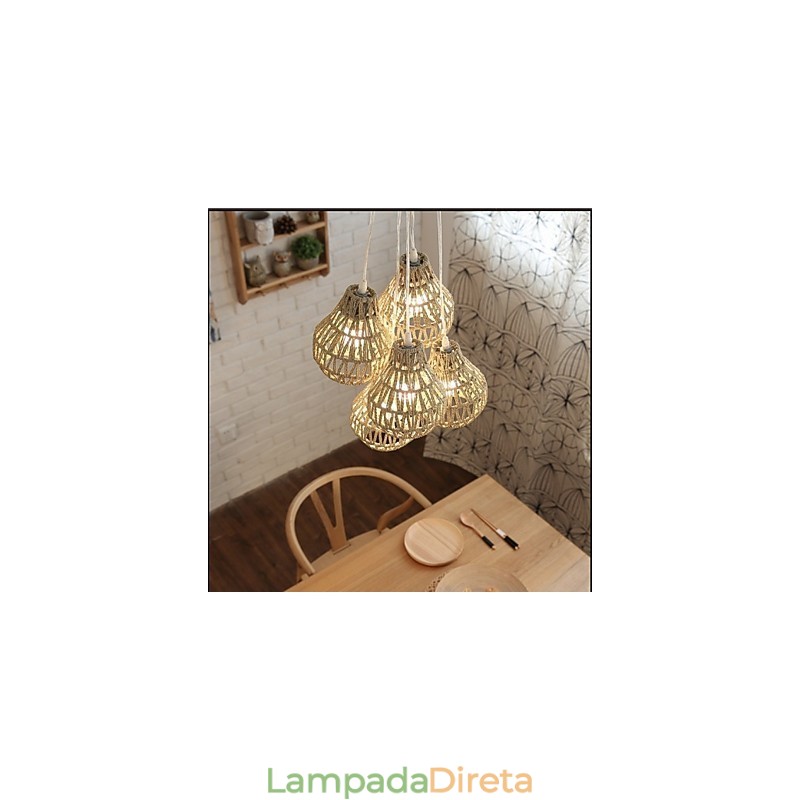 Cage Rope Creative RETRO Art Lustre de 5 cabeças