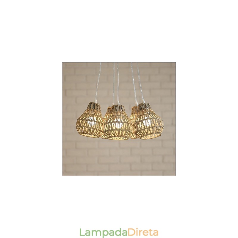 Cage Rope Creative RETRO Art Lustre de 5 cabeças